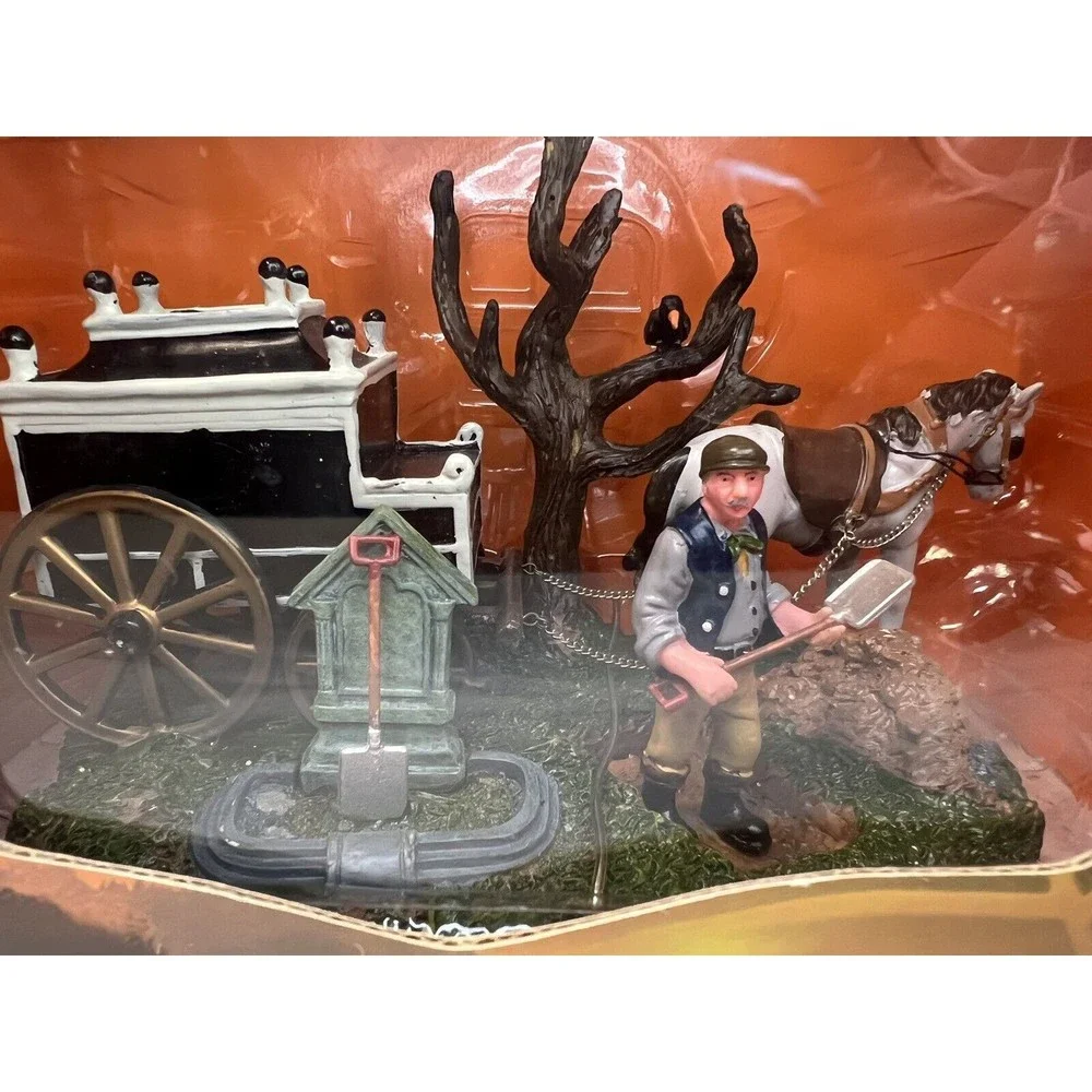 Lemax Spooky Town Gruesome Grave Digger‎ Cemetery 53511 Horse Drawn Hearse